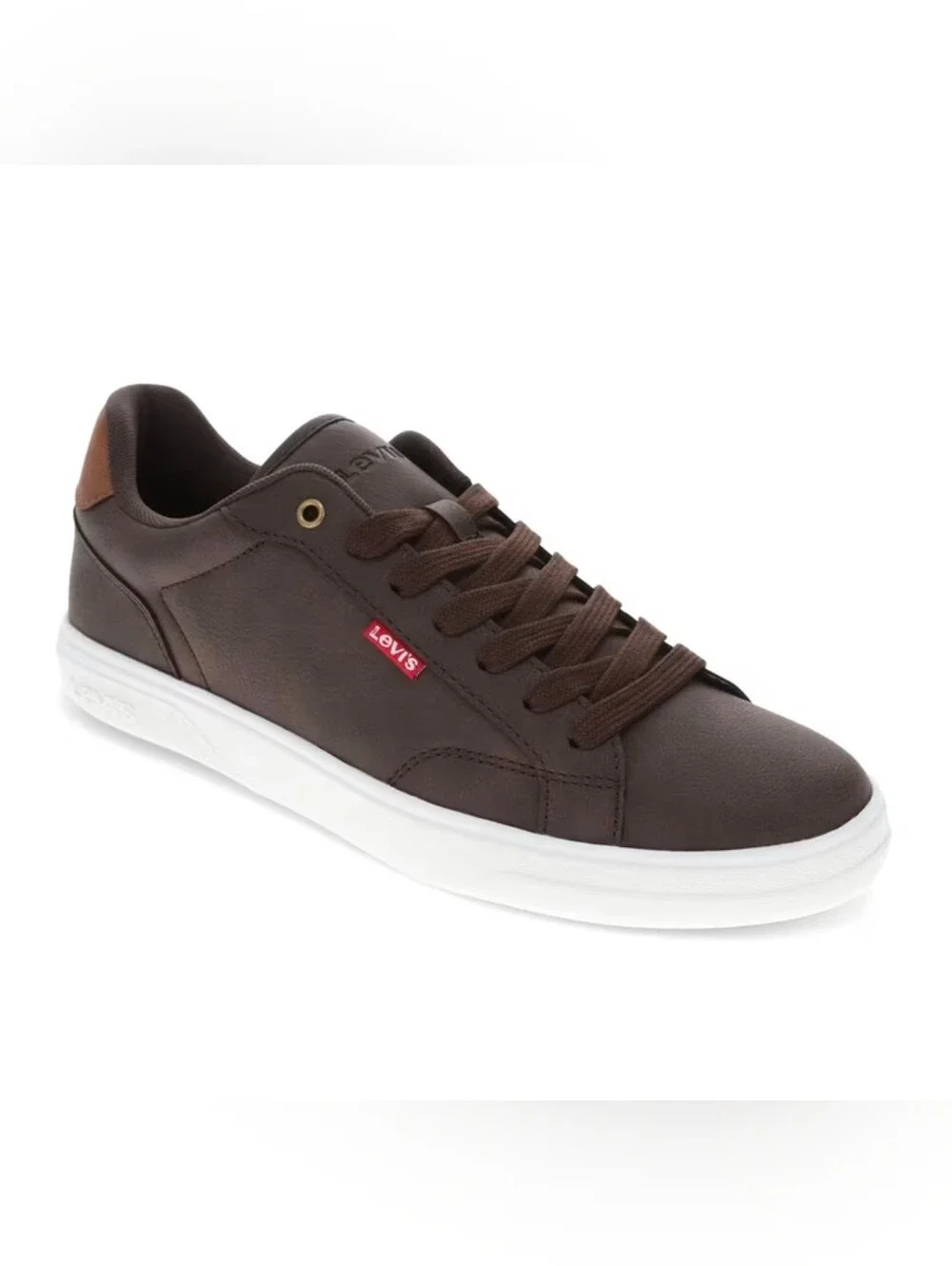 Levi's Men's Dark Brown Low-Top Sneakers with Heel Accent - Size 7